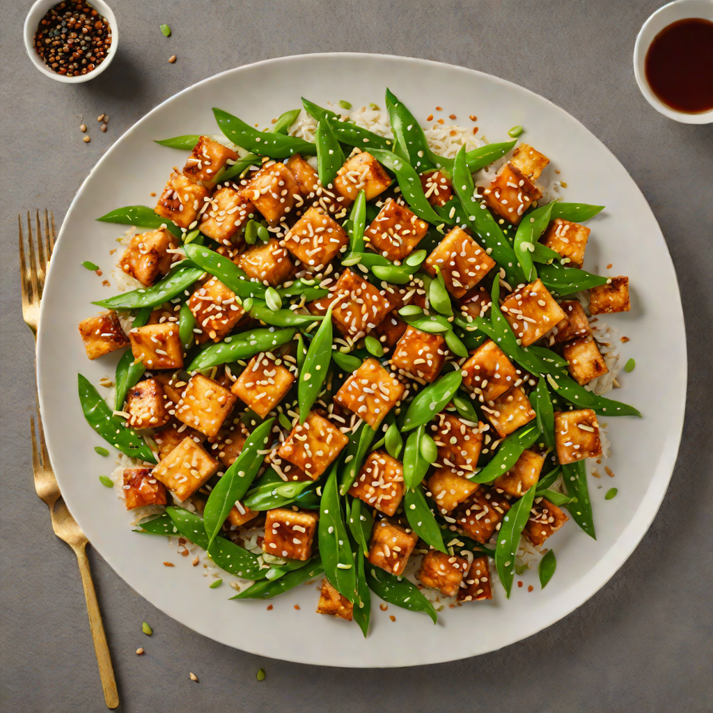 Quick Stir-Fried Spicy Sesame Tofu with Snow Peas
