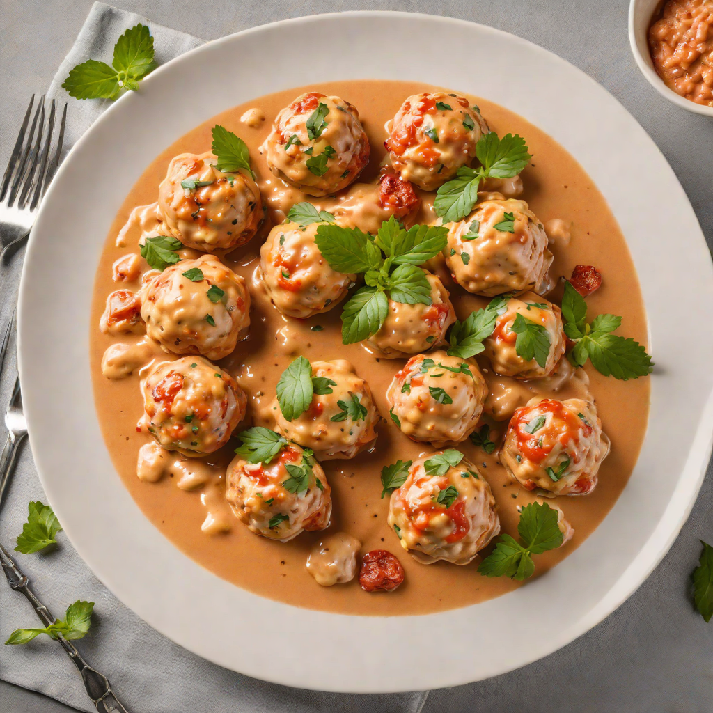 Cheese-Stuffed Turkey Meatballs in Tomato Cream Sauce