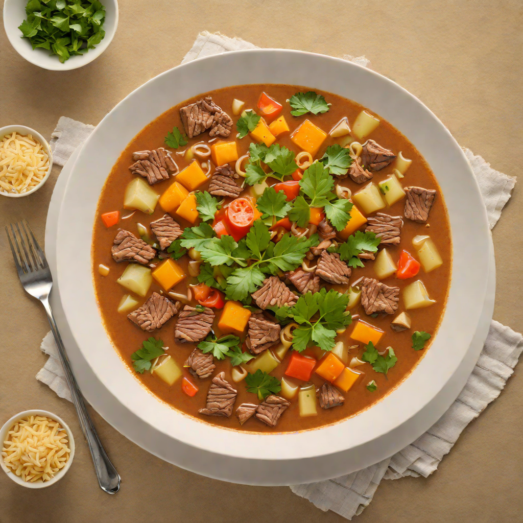 Beef Sopa with Vegetables and Cilantro