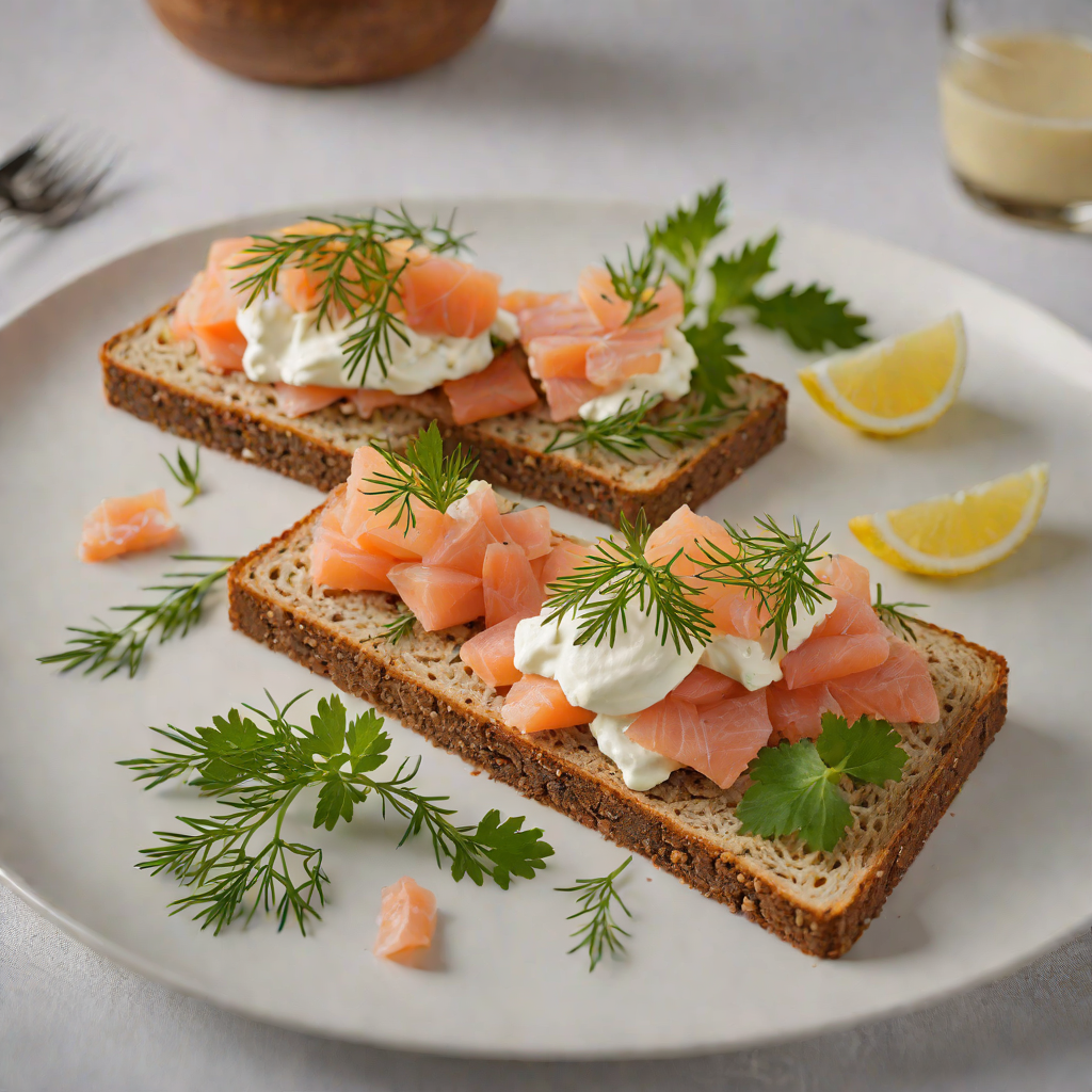 Rye Bread Sandwich with Smoked Salmon and Horseradish Cream