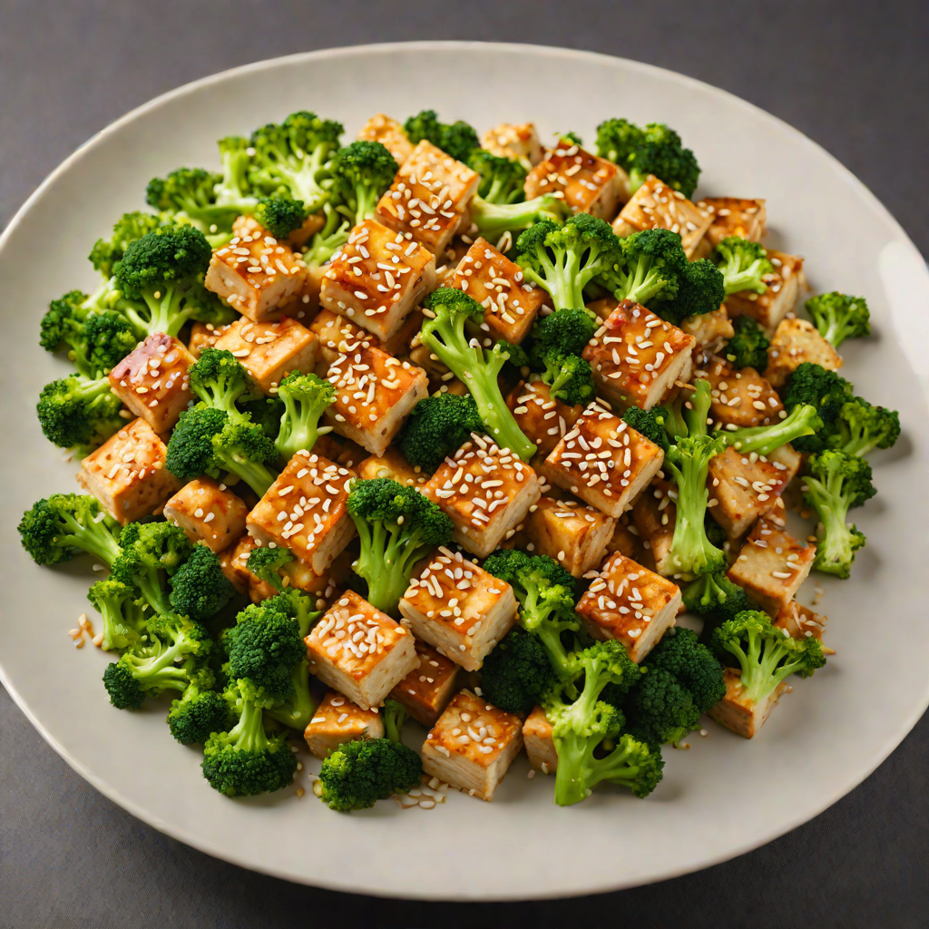 Stir-Fried Tofu with Garlic, Ginger, and Sesame Broccoli