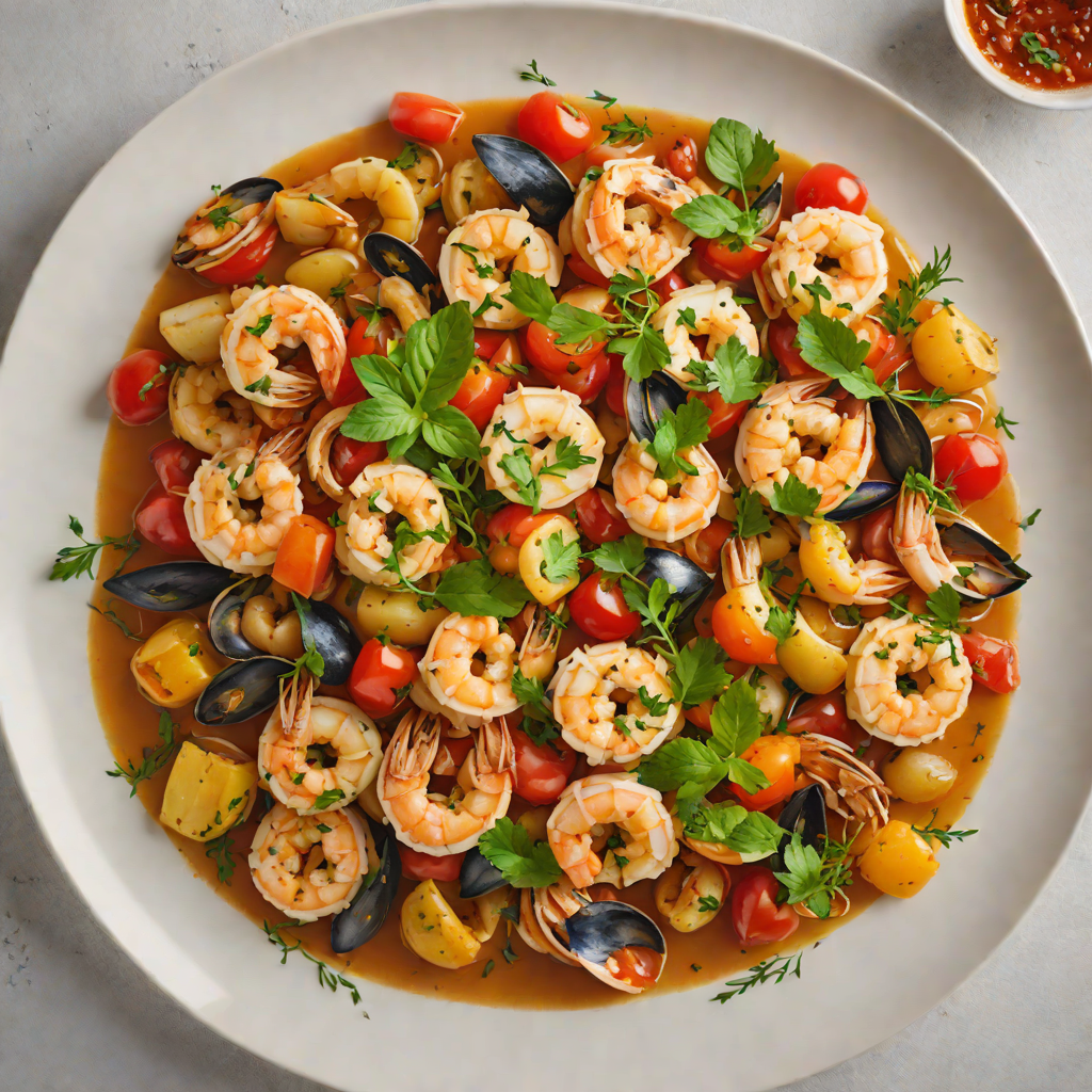 Braised Seafood Plaki with Tomatoes and Herbs