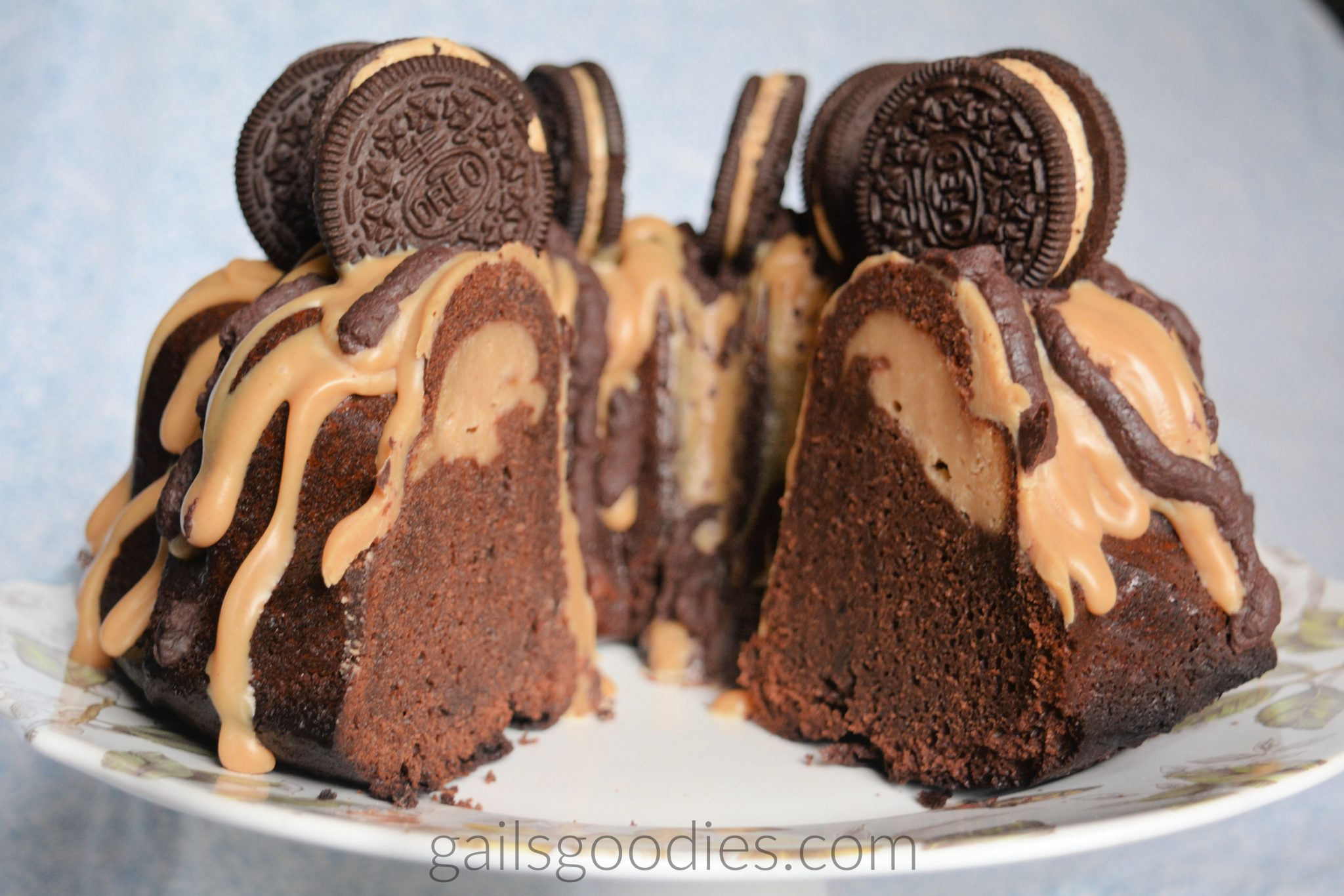 Chocolate-Peanut Butter Bundt Cake with Cheesecake Filling