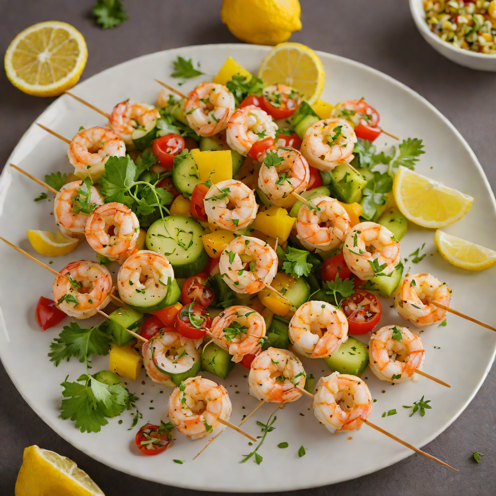 Lemon-Garlic Shrimp Skewers with Summer Vegetable Medley