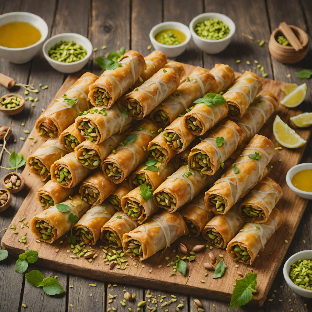 Baked Pistachio and Honey Baklava Rolls