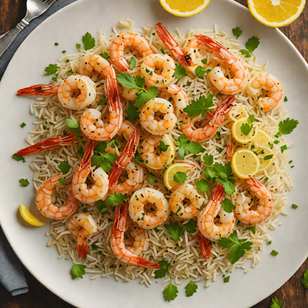 Sautéed Shrimp with Garlic and Lemon Zest over Herb Rice