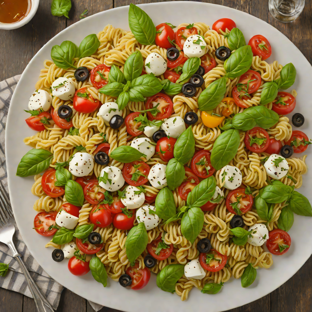 Rustic Caprese Pasta Salad with Basil Vinaigrette