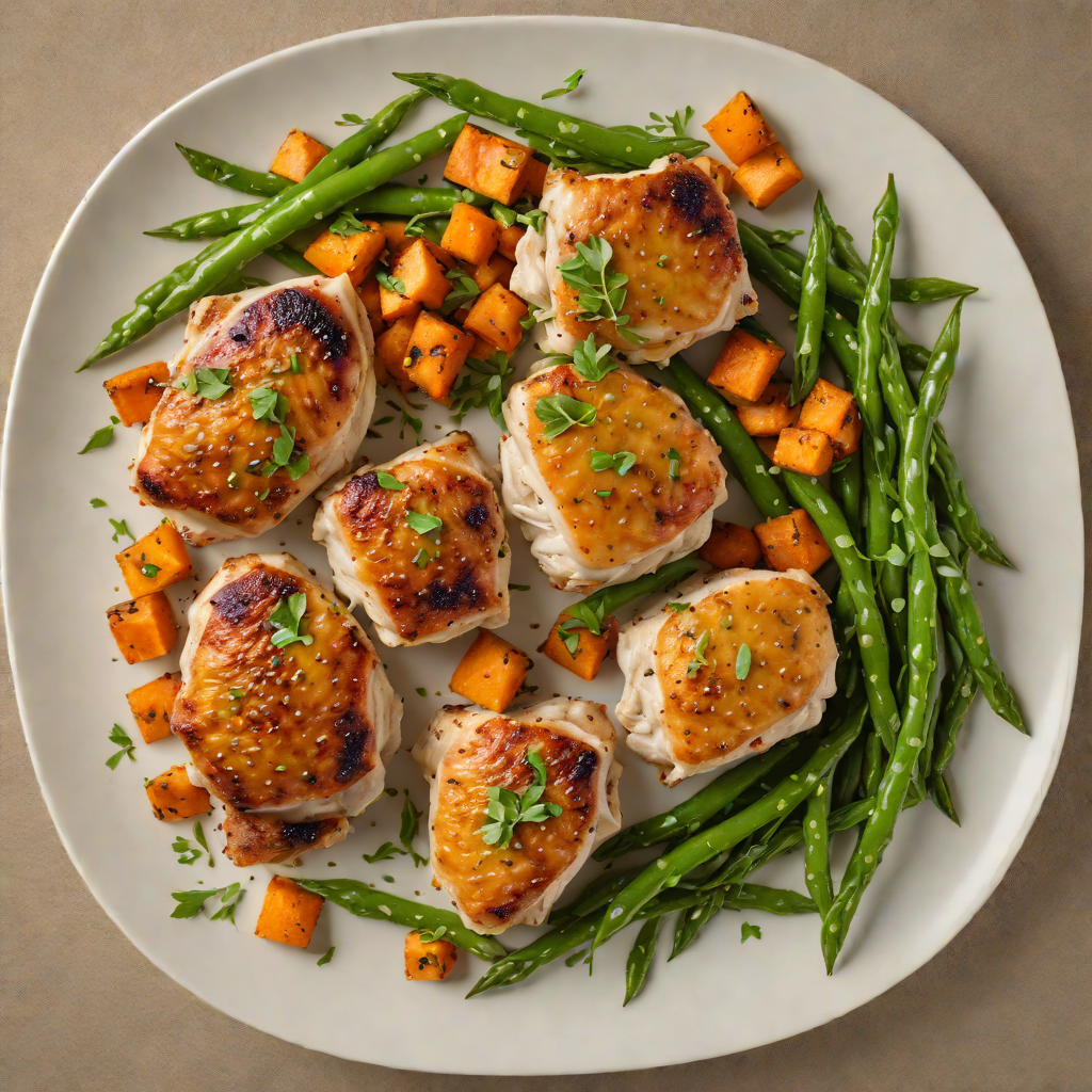 Pan-Seared Chicken Thighs with Roasted Sweet Potato and Green Beans