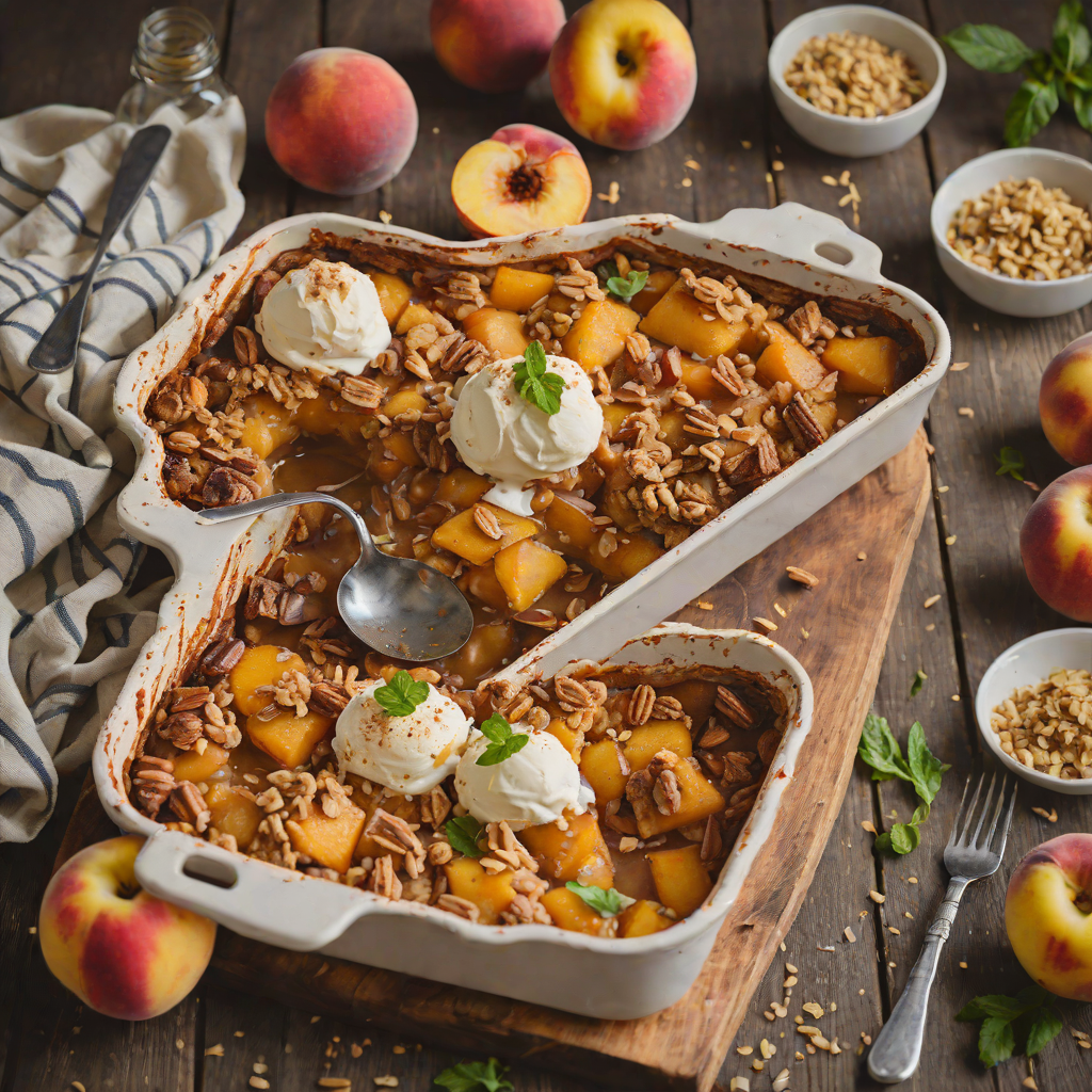 Oven-Roasted Peach Cobbler with Cinnamon and Nutmeg