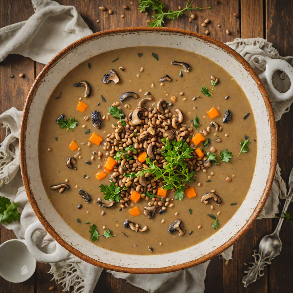 Shadowed Mushroom and Lentil Soup with Thyme