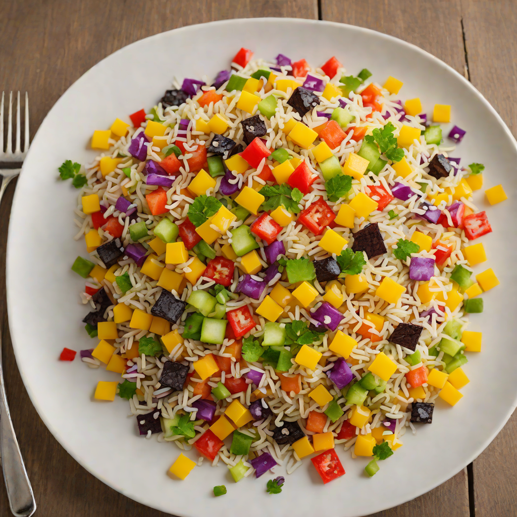Logic Puzzle-Inspired Layered Rainbow Rice Salad