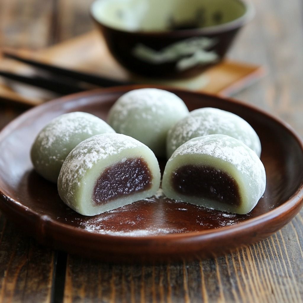 Matcha Mochi with Red Bean Paste