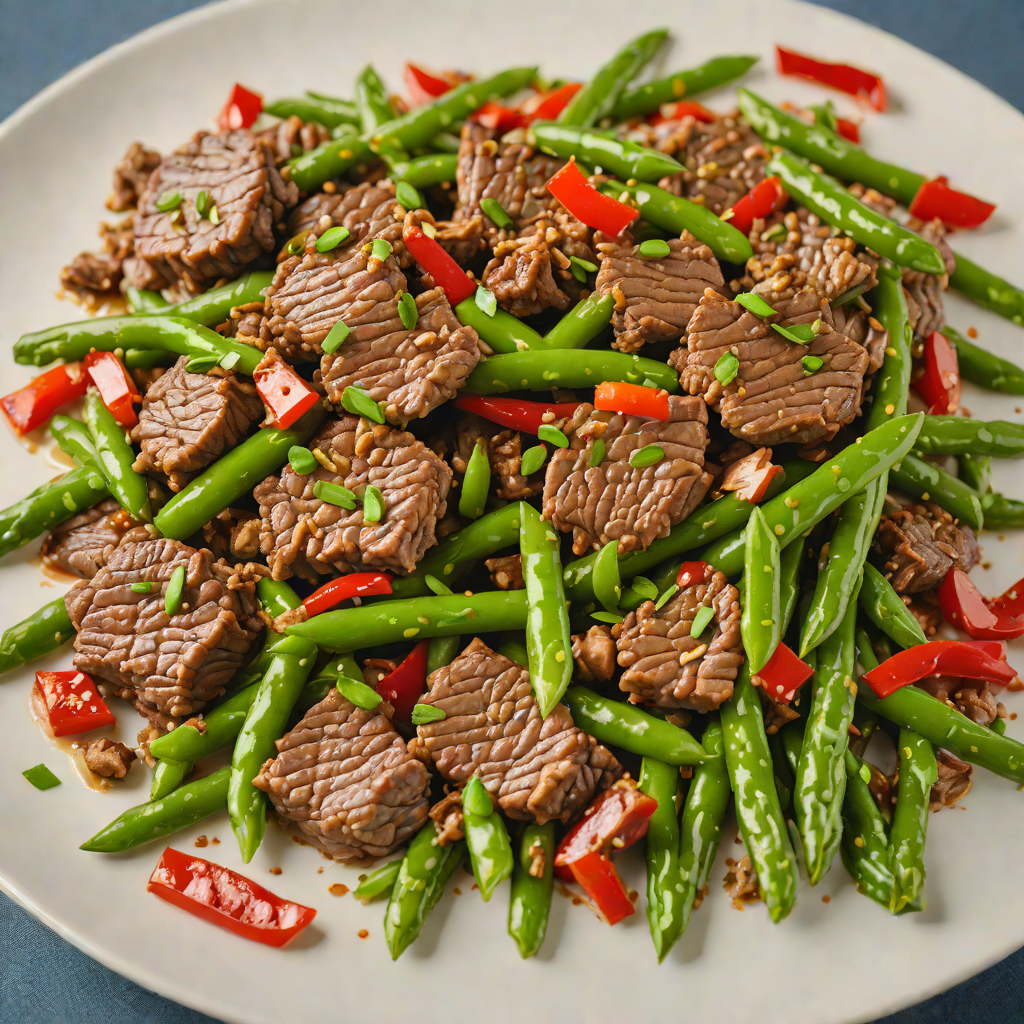 Sautéed Garlic Beef with Red Pepper and Green Beans