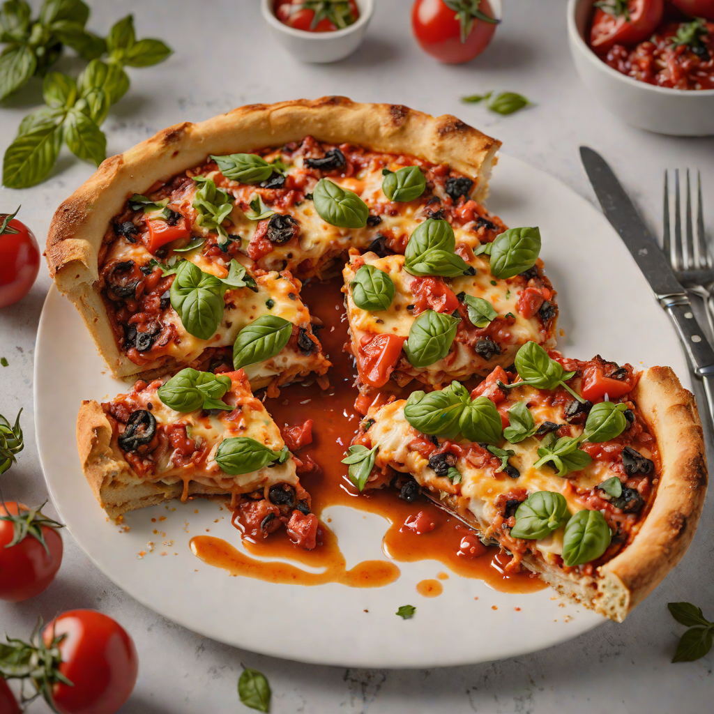 Charred Chicago-Style Deep Dish Pizza with Tomato Basil Sauce