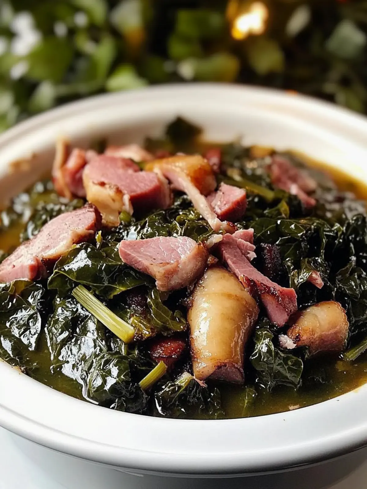 Authentic Southern Collard Greens with Smoked Ham Hock