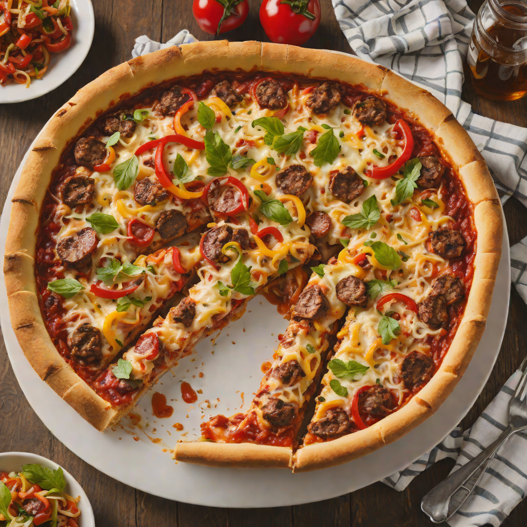 Charred Deep-Dish Style Chicago Pizza with Sausage and Peppers
