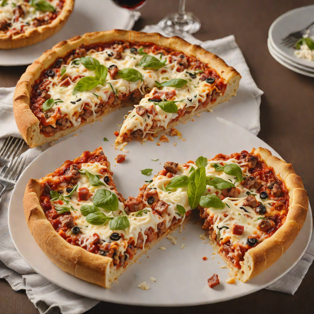 Chicago-Inspired Deep Dish Pizza with Sausage and Mozzarella