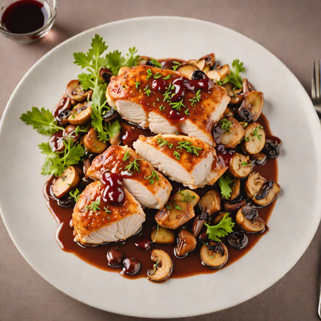 Pan-Seared Chicken with Red Wine and Mushroom Sauce