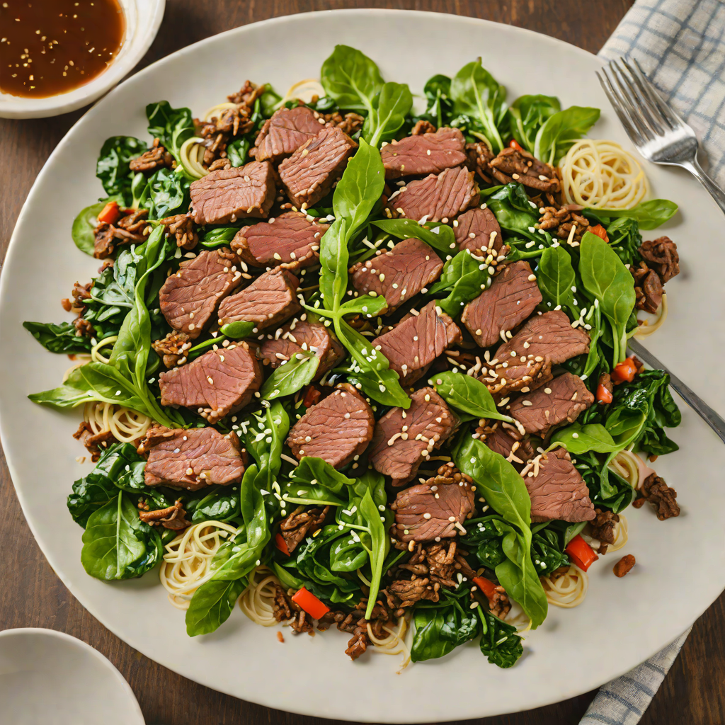 Pan-Seared Korean Beef Bulgogi with Stir-Fried Spinach
