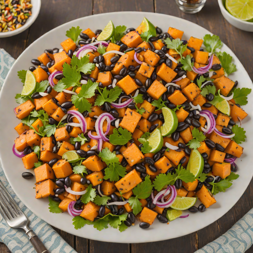 Tiki-Inspired Sweet Potato and Black Bean Salad with Citrus Dressing