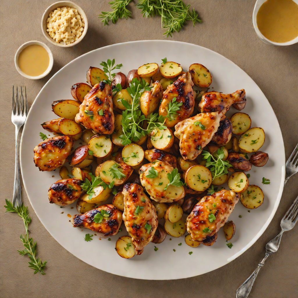 Sautéed Chicken with Honey-Mustard Glaze and Roasted Baby Potatoes
