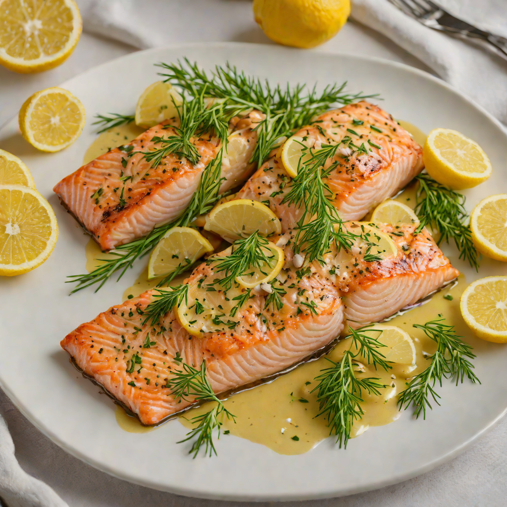 Baked Lemon-Dill Salmon with Garlic Butter Glaze