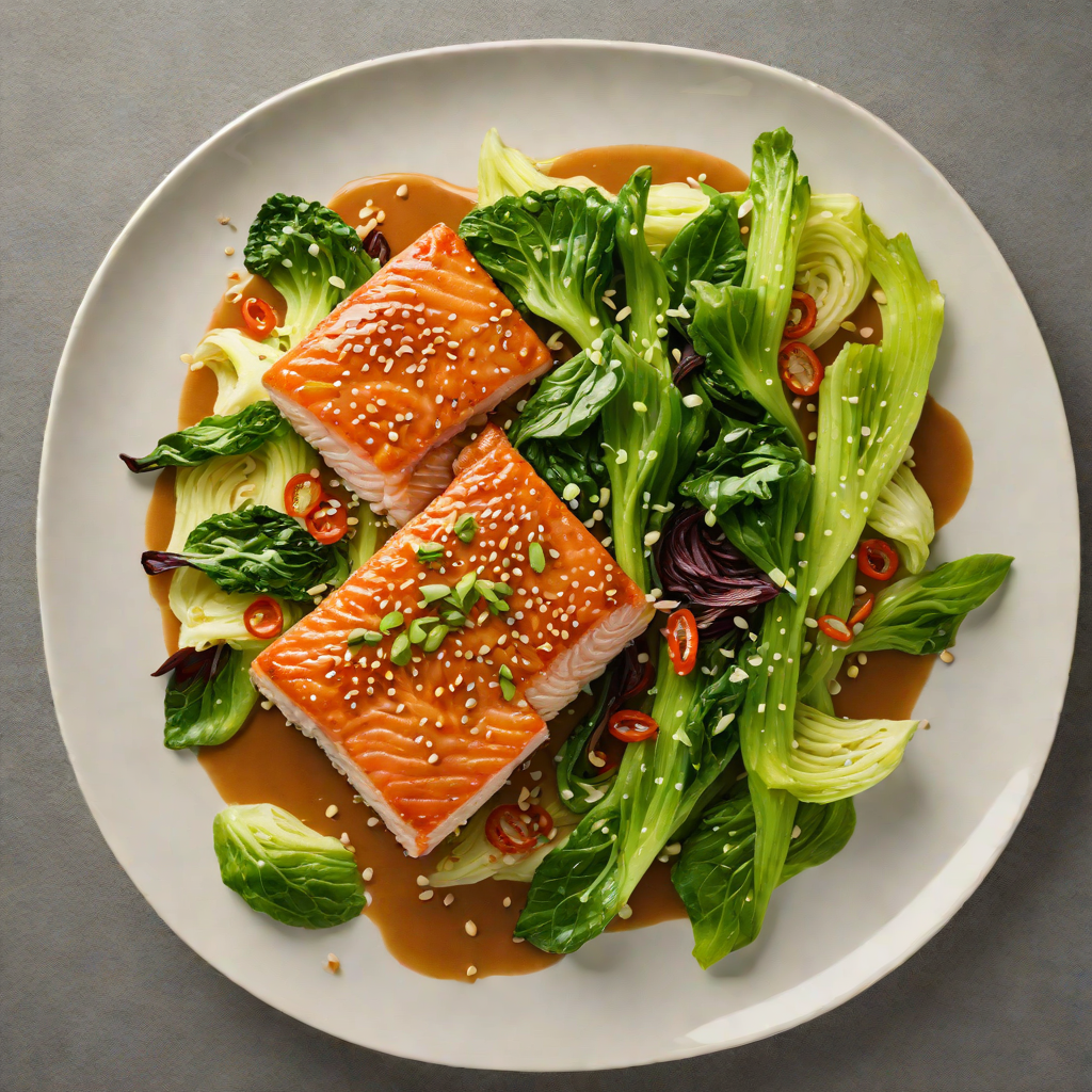 Sesame-Ginger Glazed Salmon with Steamed Bok Choy