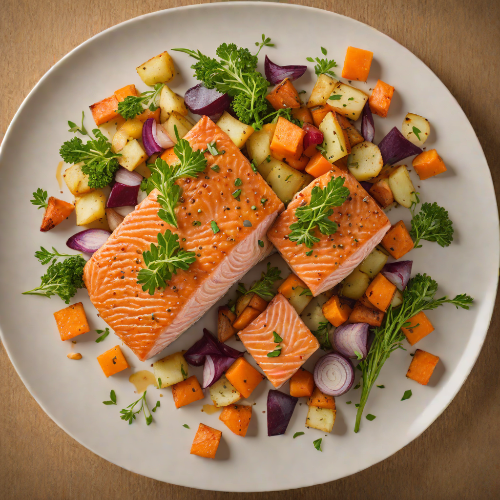 Pan-Seared Salmon with Maple-Glazed Root Vegetables