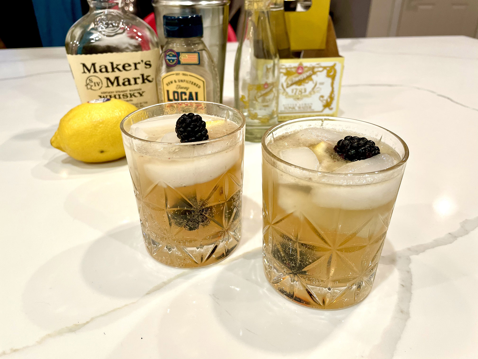 Honey-Lemon Bourbon Highball with Sparkling Water