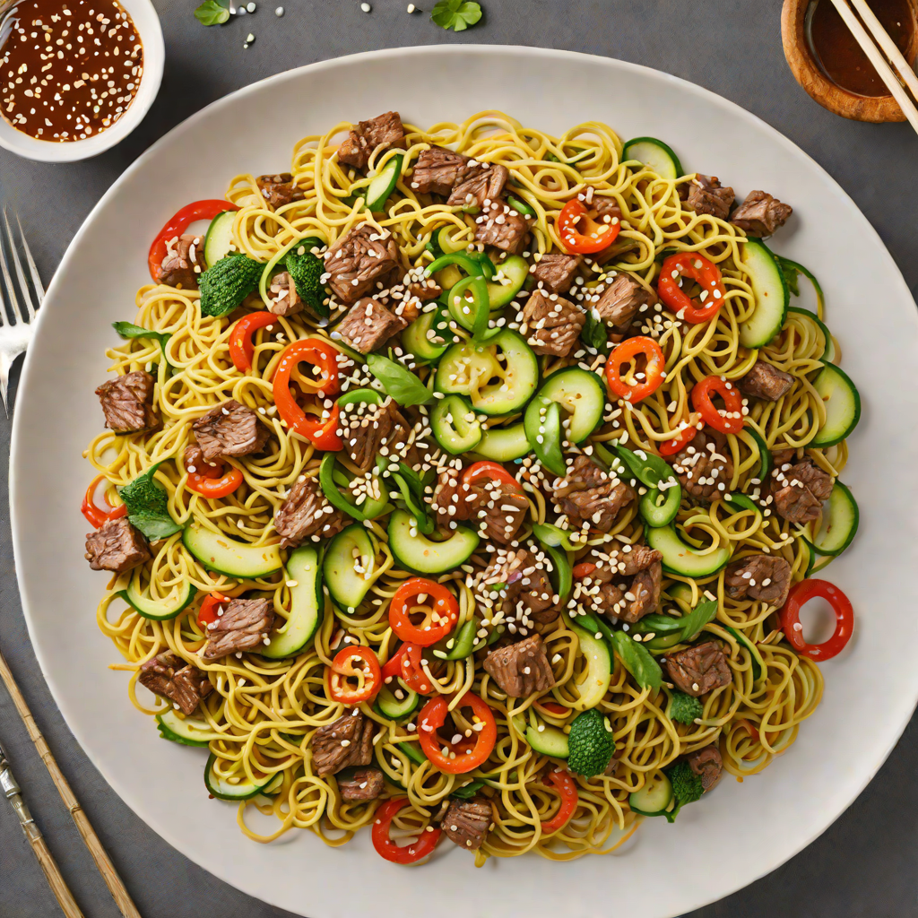 Zucchini Noodle Stir-Fry with Sesame Garlic Beef