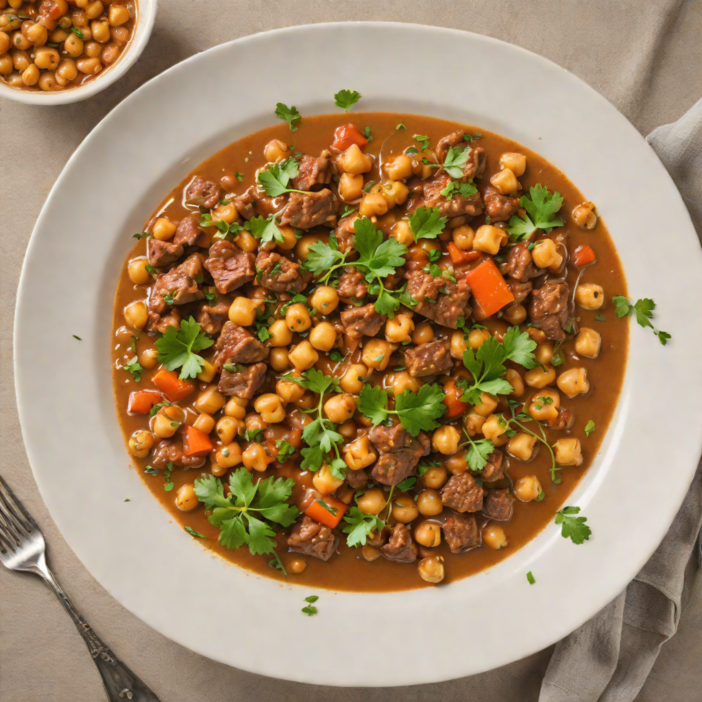 Half-Spiced Beef and Chickpea Stew with Cumin and Paprika