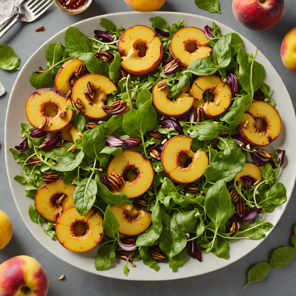 Grilled Peach and Bitter Greens Salad with Honey Vinaigrette