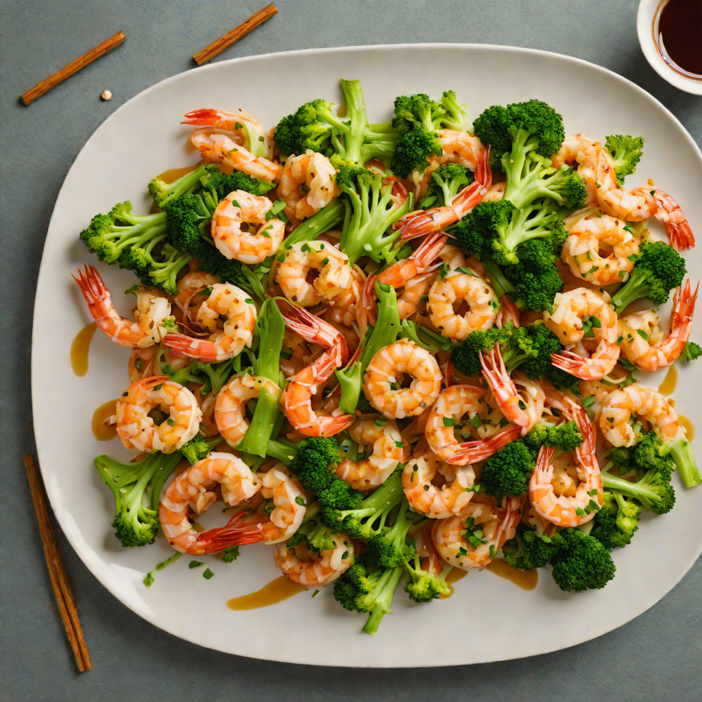 Stir-Fried Garlic Shrimp with Broccoli and Ginger Soy Sauce