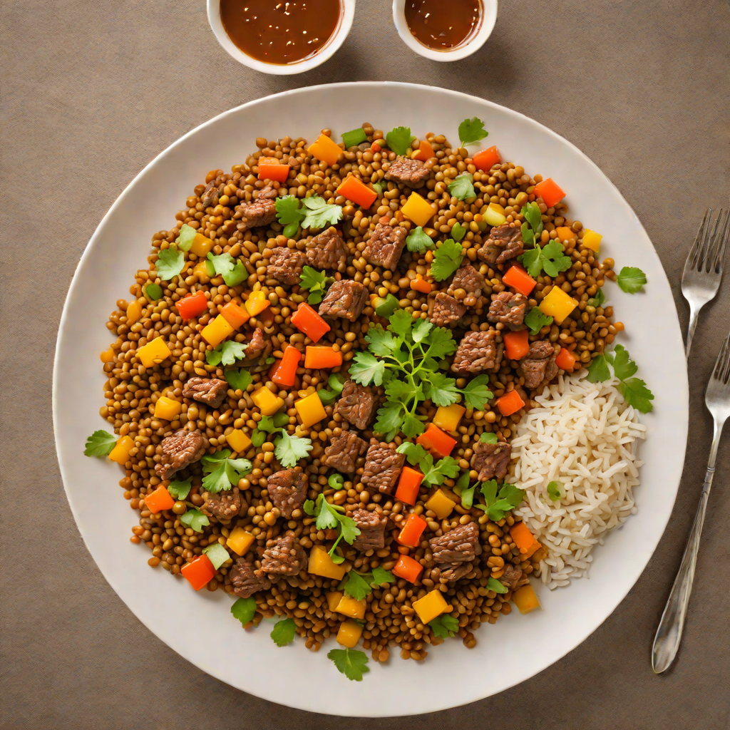 Ethiopian-Inspired Spiced Lentil and Beef Tibs Stir Fry