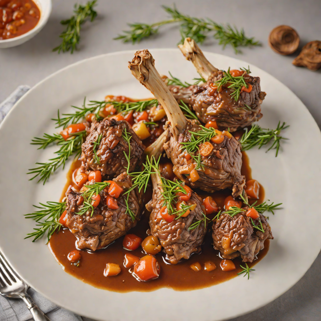 Slow-Cooked Lamb Shanks with Indigenous Bush Tomato and Rosemary