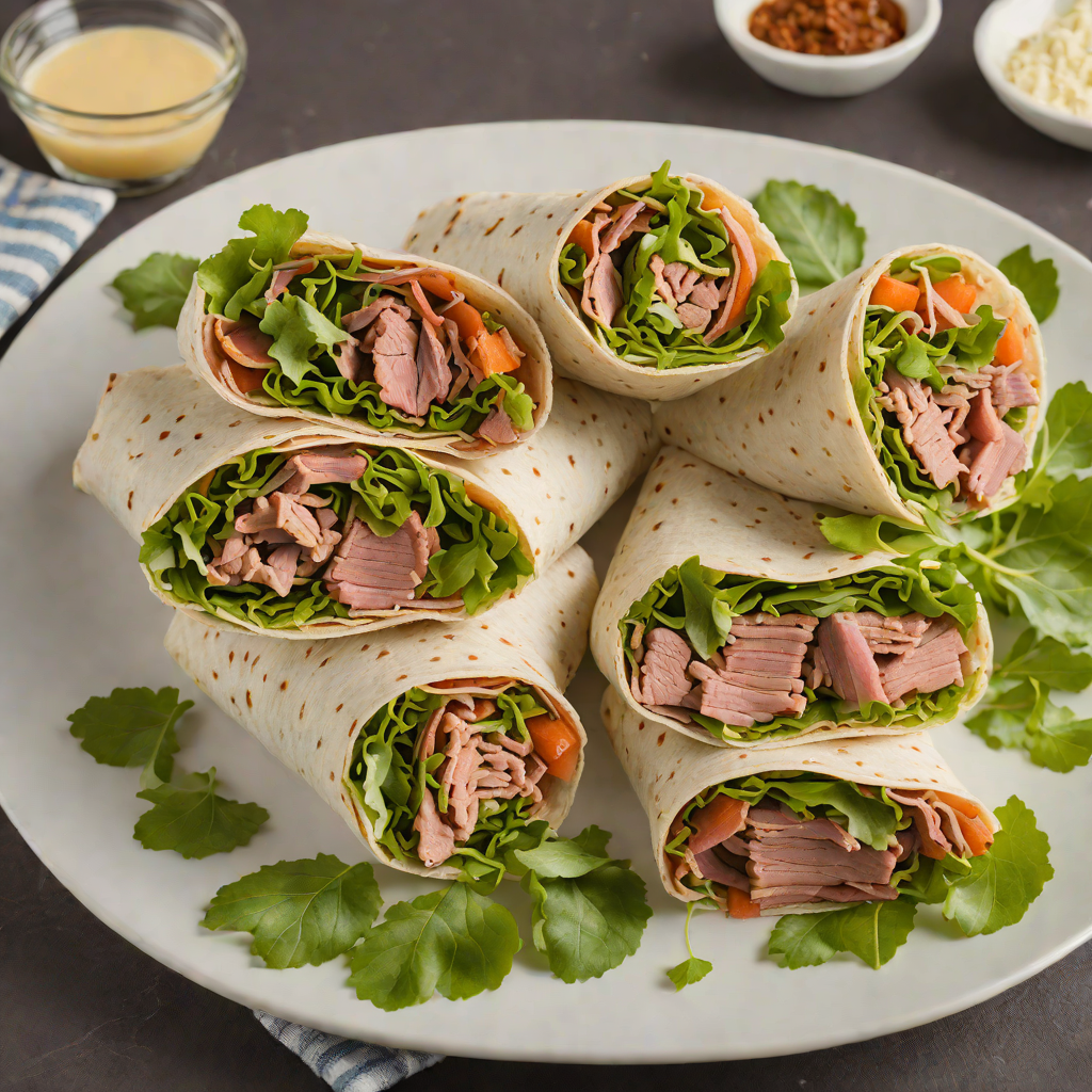 Cold Roast Beef and Horseradish Wraps with Arugula