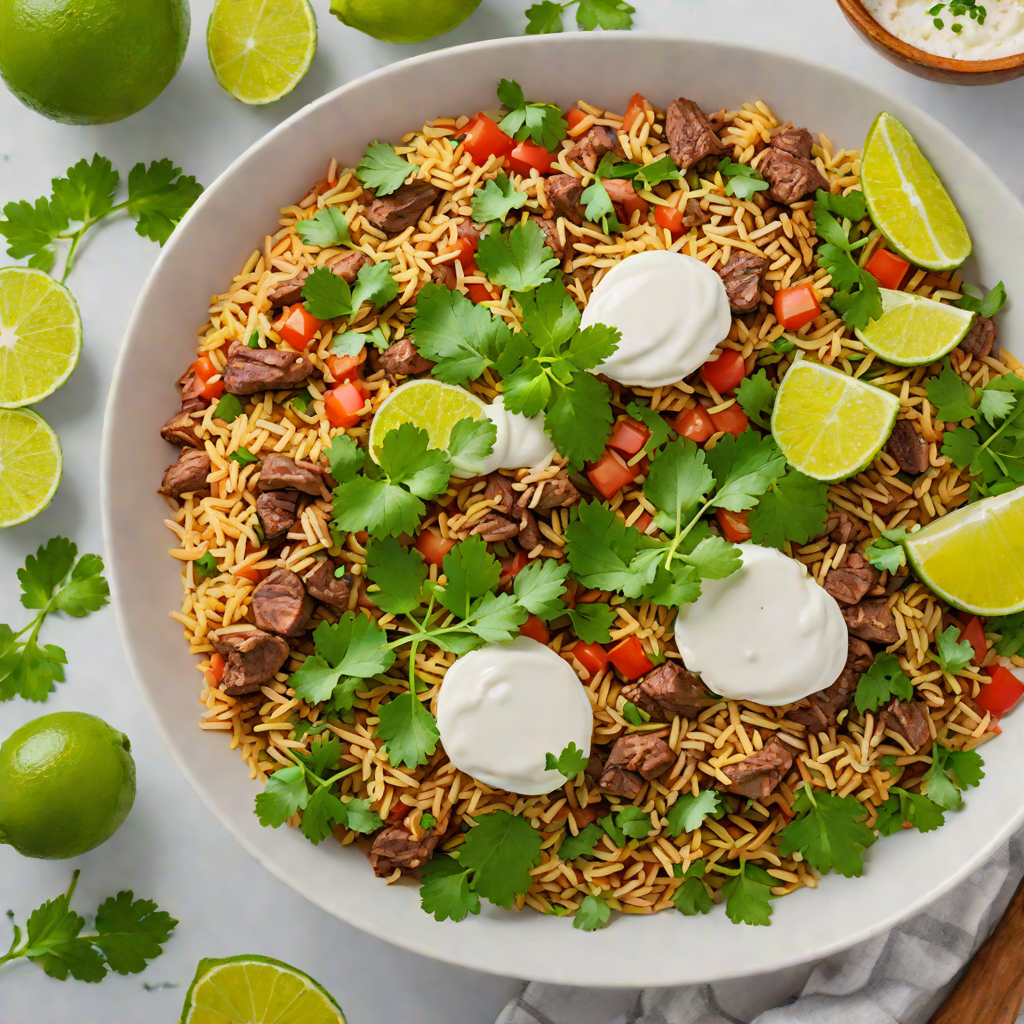 One-Pot Mexican Beef and Rice Skillet with Cilantro and Lime