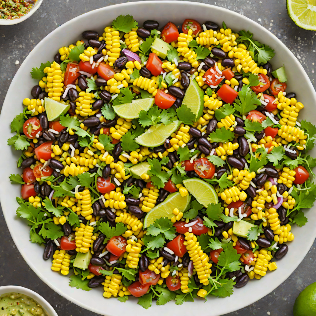 Spicy Tex-Mex Black Bean and Corn Salad with Cilantro Lime Dressing