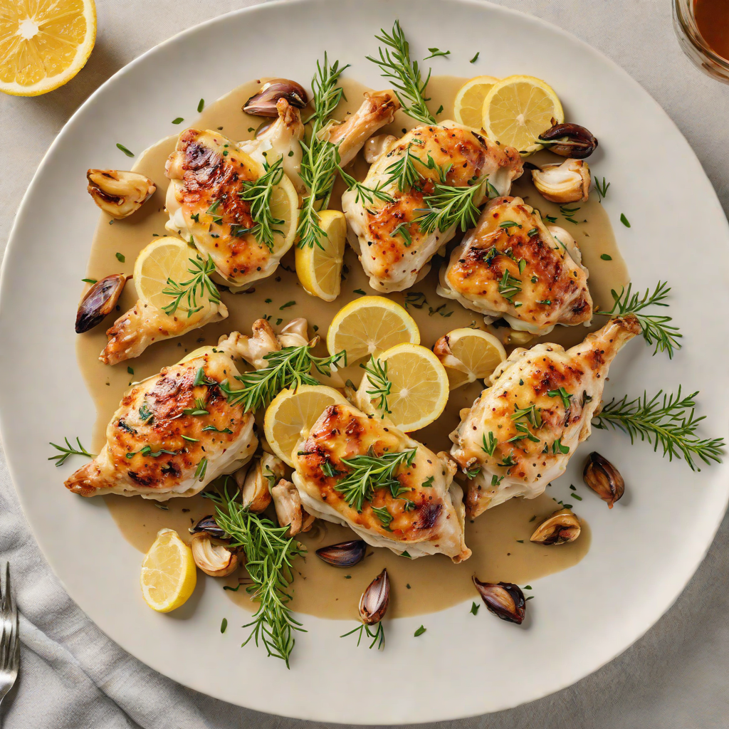 Sautéed Chicken with Roasted Garlic and Lemon-Thyme Sauce