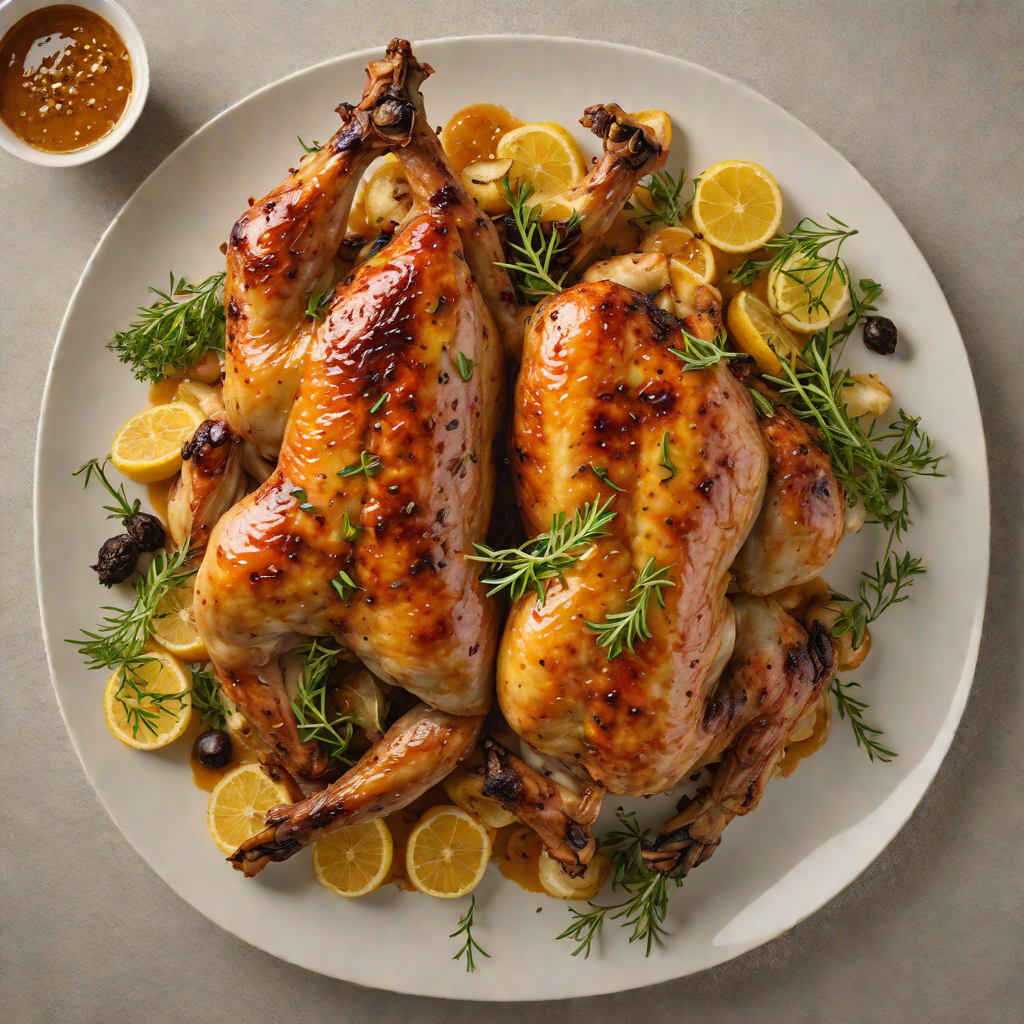Spiced Honey-Glazed Roast Chicken with Garlic and Thyme