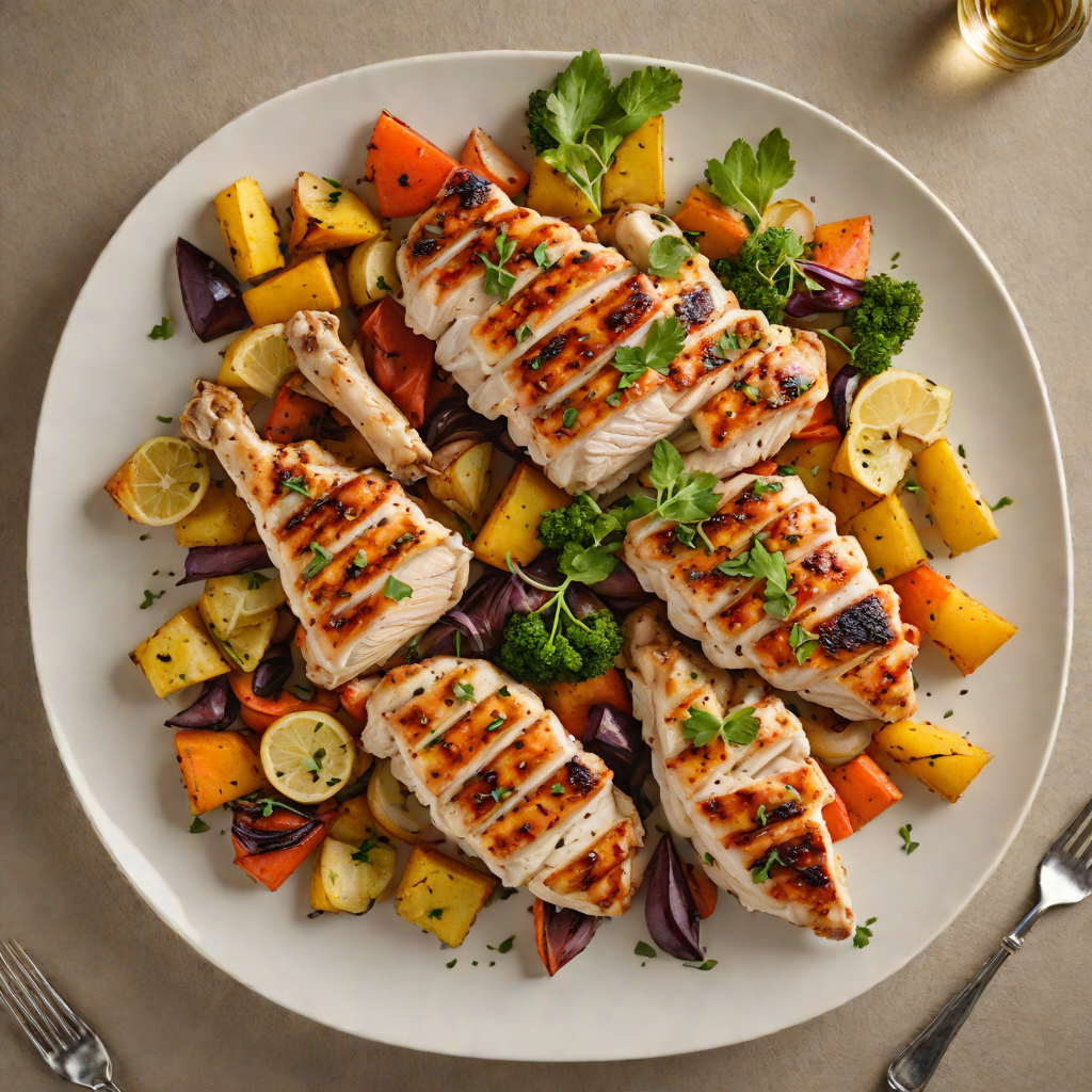 Grilled Lemon-Garlic Chicken with Roasted Root Vegetables