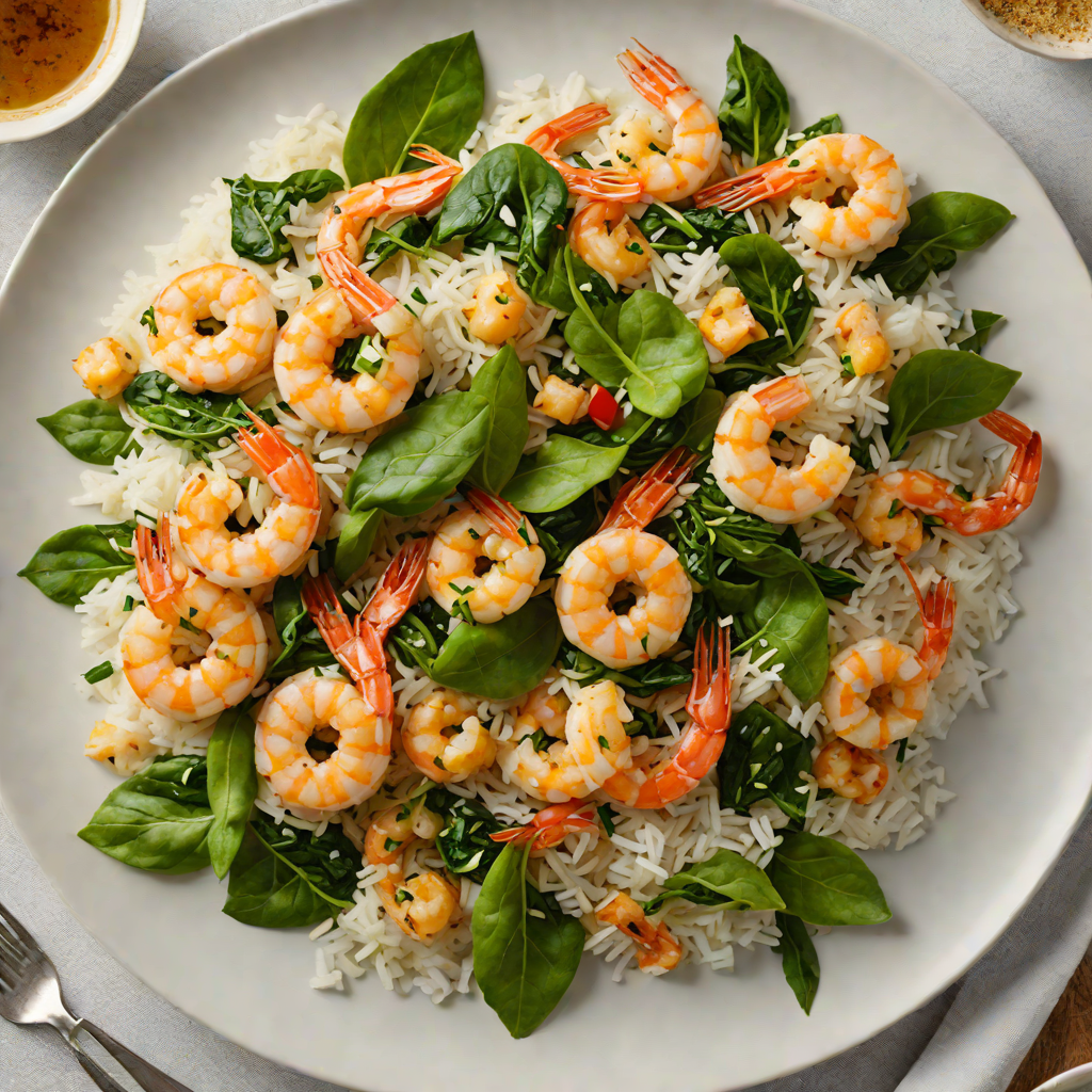 Sautéed Ginger-Garlic Shrimp with Spinach and Jasmine Rice