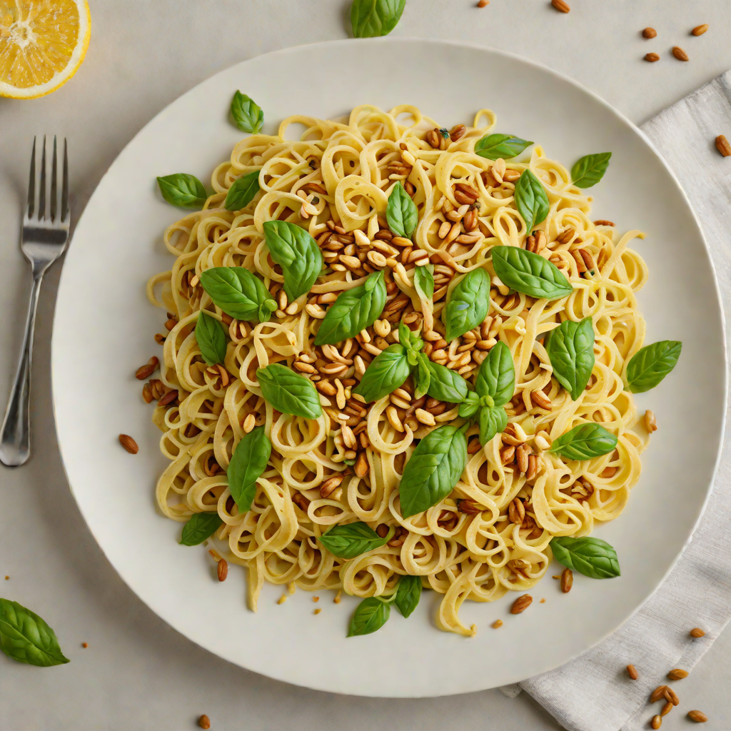 Fun Band-Inspired Lemon Basil Pasta with Toasted Pine Nuts