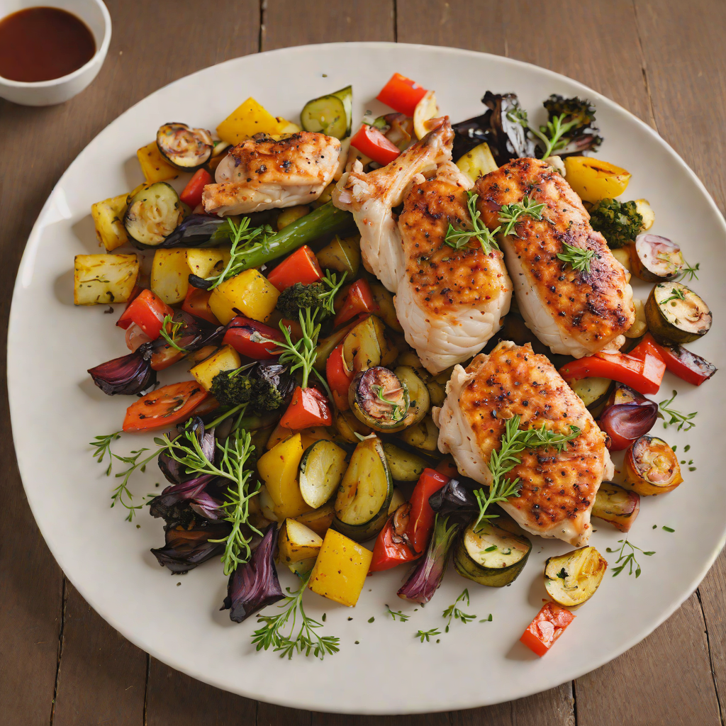 Pan-Seared Chicken with Fourth-Spice Rub and Roasted Vegetables