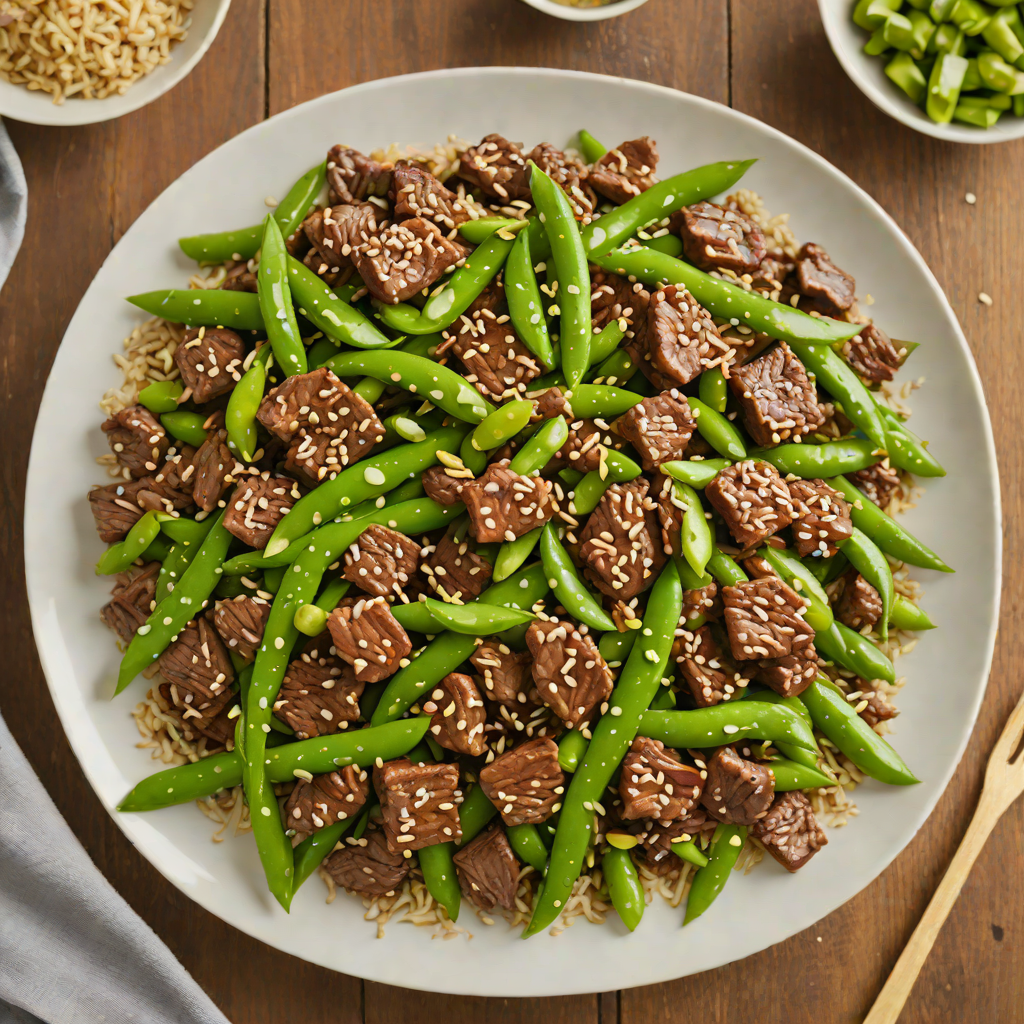Quick Stir-Fry Sesame Ginger Beef with Snap Peas