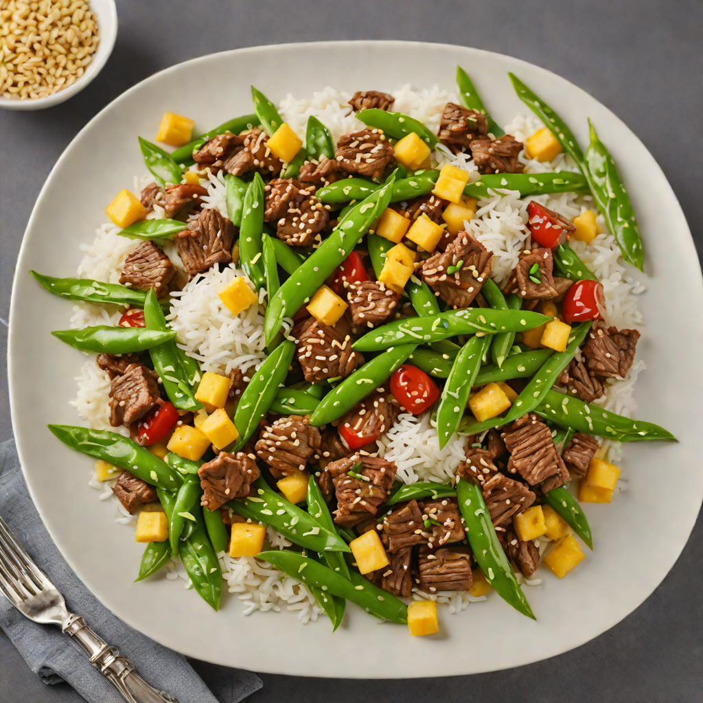 Stir-Fried Garlic Beef with Snow Peas and Baby Corn
