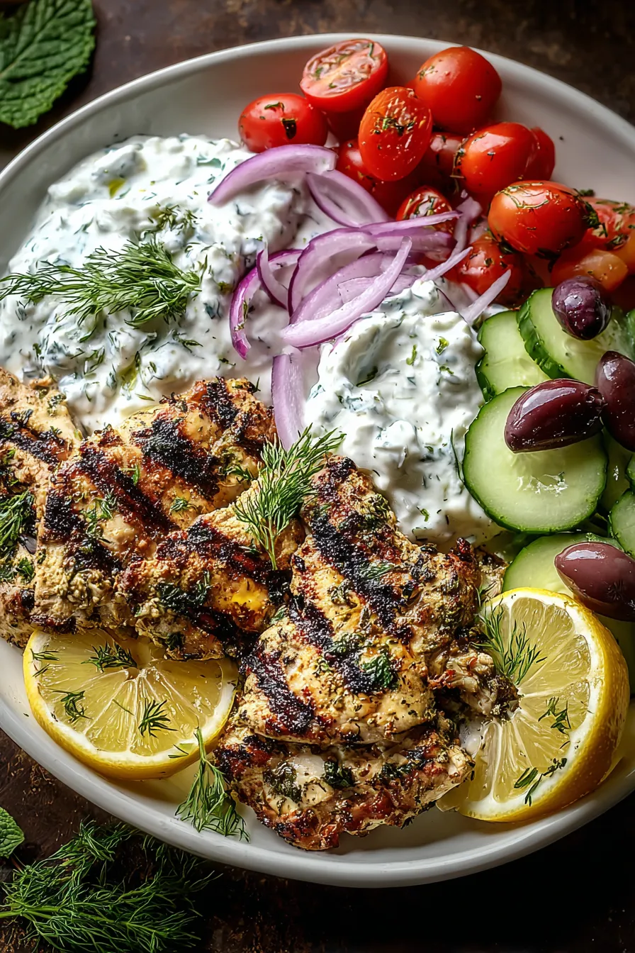 Mediterranean-Fusion Grilled Chicken with Tzatziki Drizzle