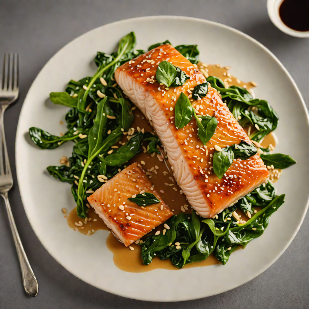Miso-Glazed Salmon with Sautéed Spinach and Sesame