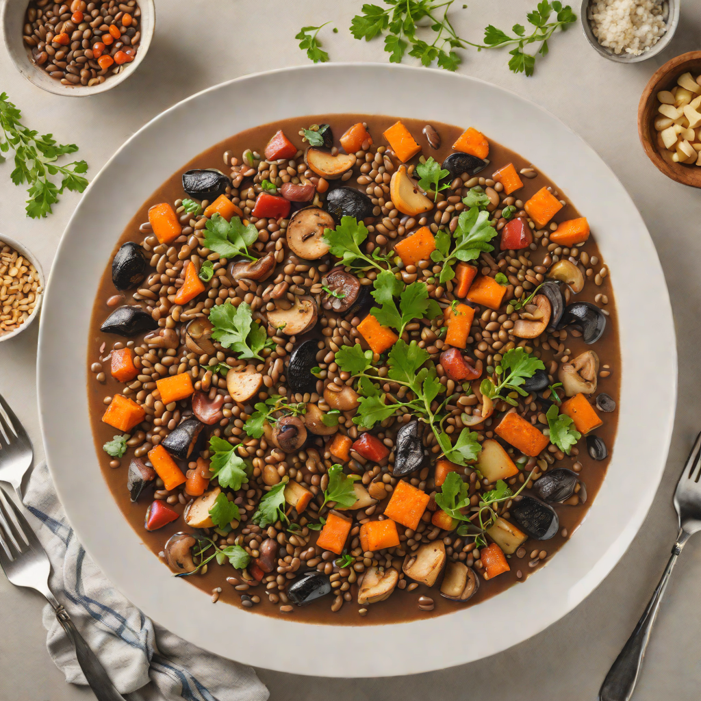 Smoky Mushroom and Lentil Stew with Roasted Root Vegetables