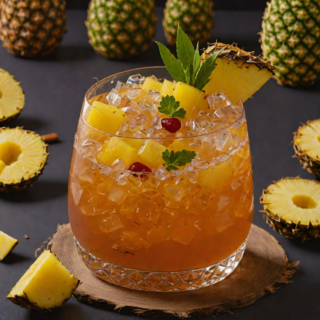 Tiki-Inspired Dark Rum Punch with Spiced Pineapple